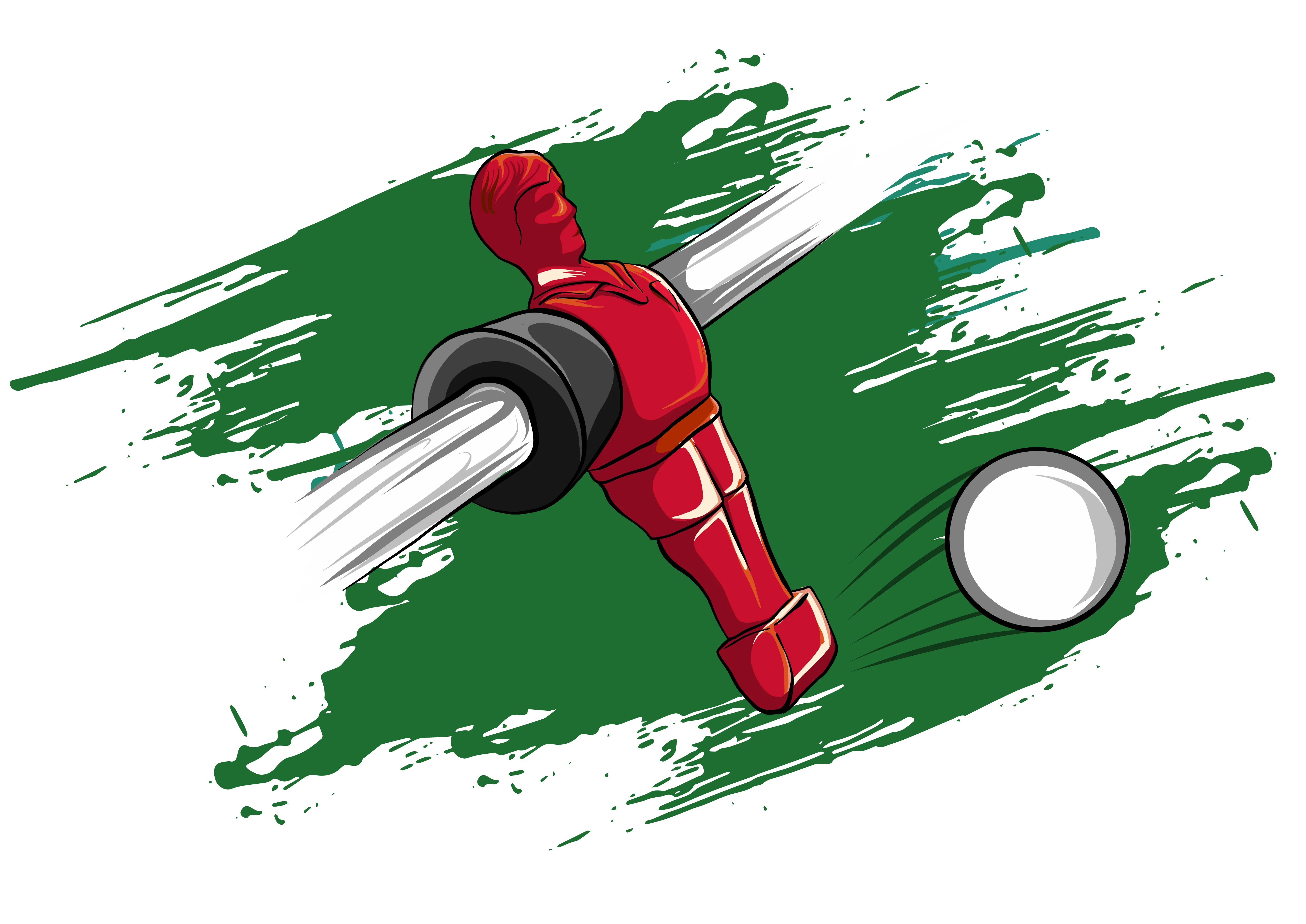 Foosball player in action