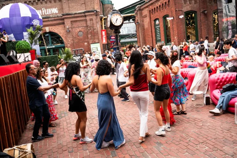 Circle dance by the Distillery clock